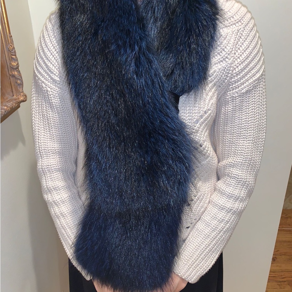 Real Fur Blue Scarf